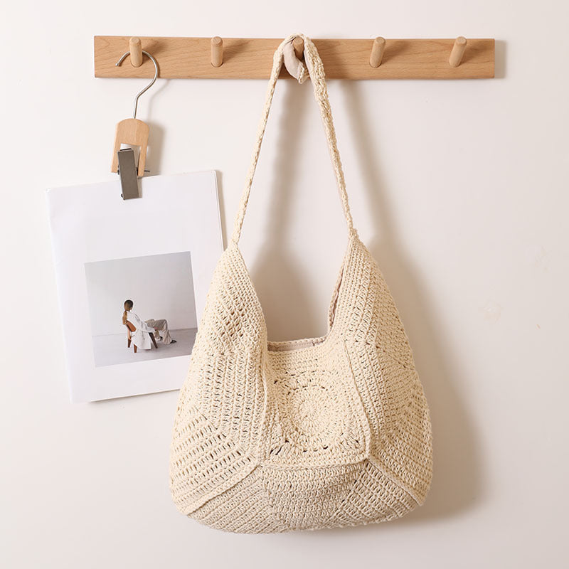 Sac à main en paille tressée de grande capacité pour femme, idéal pour les vacances, la plage ou comme sac à main polyvalent