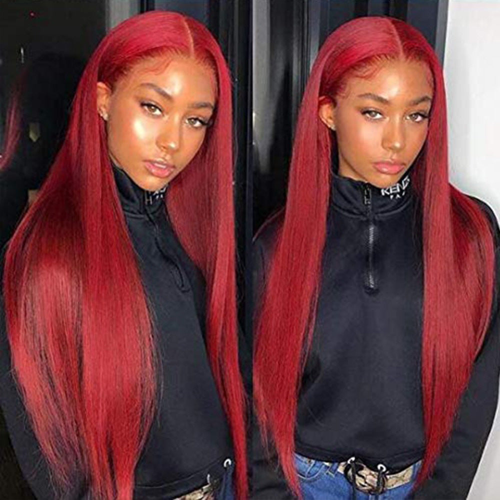 Perruques en cheveux humains bordeaux et rouges