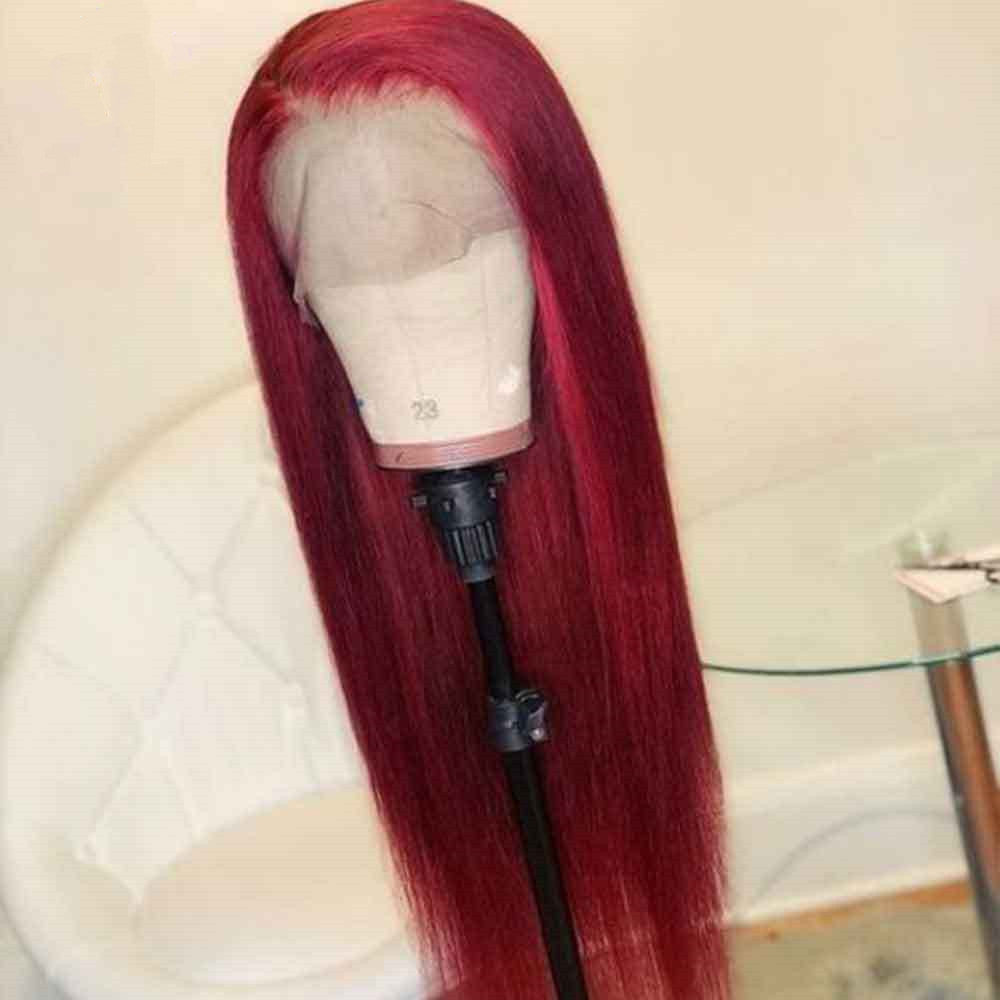 Perruques en cheveux humains bordeaux et rouges