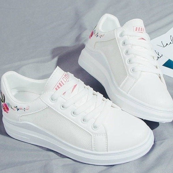Chaussures en filet pour femmes, chaussures blanches en maille respirante pour femmes