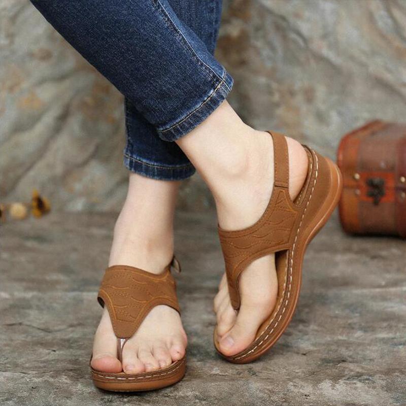 Chaussures d'été romaines rétro à clip pour femmes, sandales à boucle à la cheville