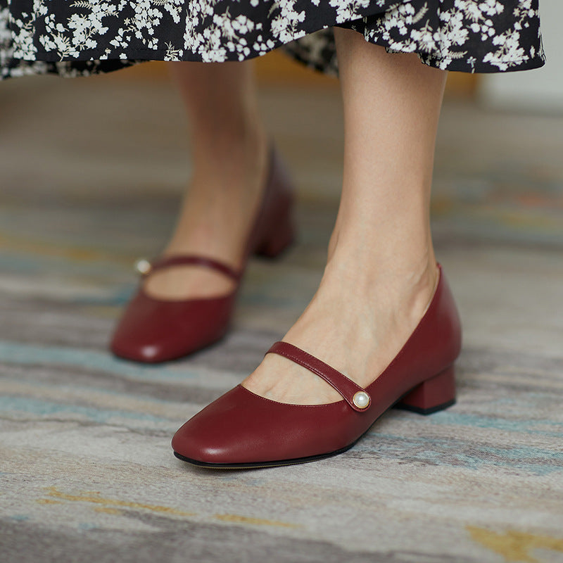Chaussures rétro à talons épais pour femmes