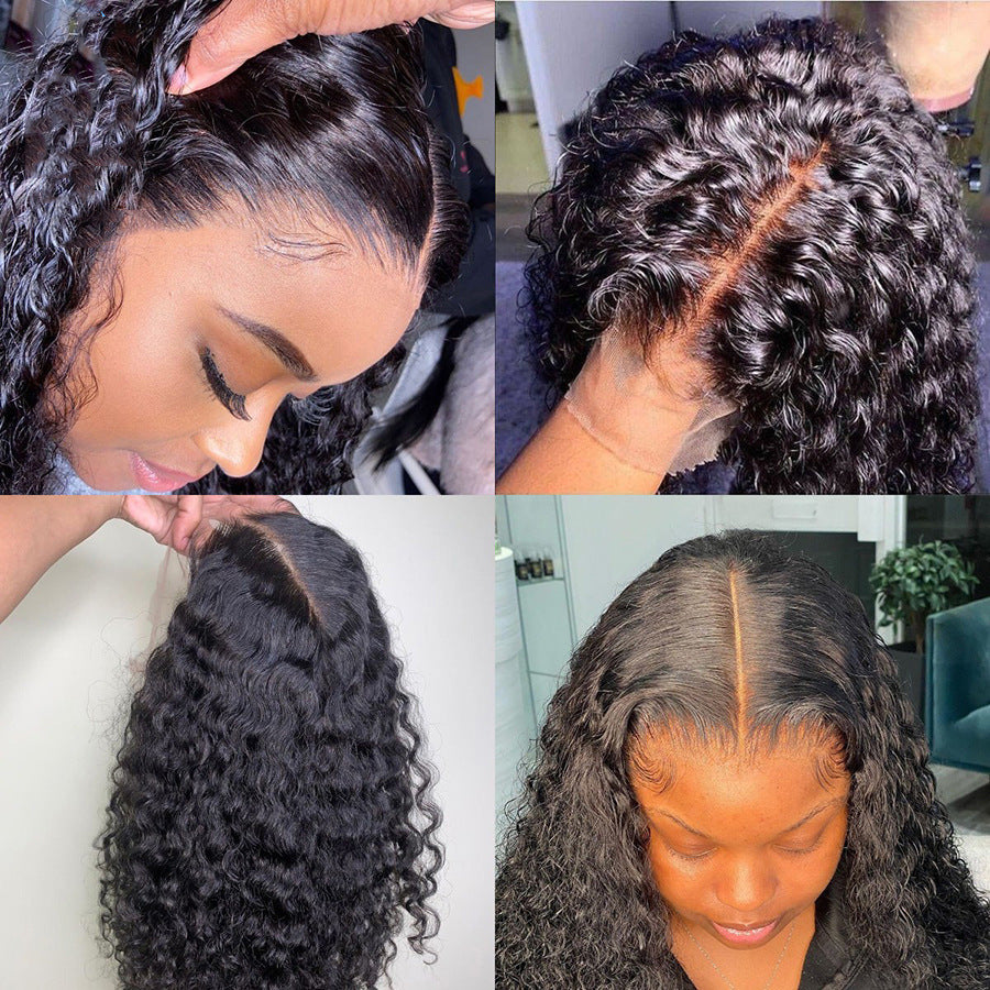 Cheveux humains avec petits cheveux bouclés et cheveux longs