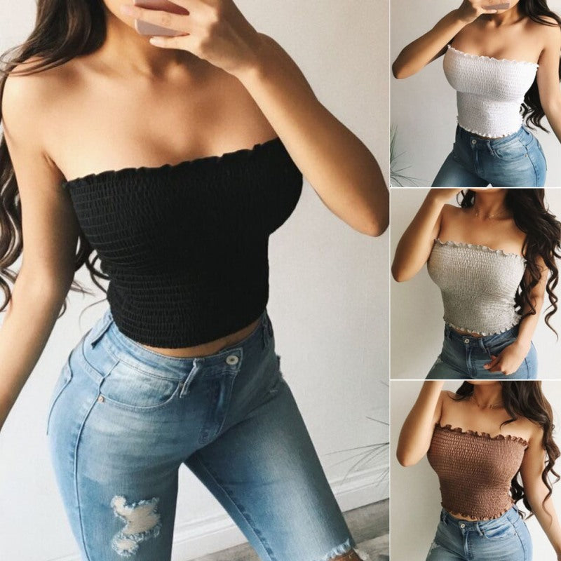 Haut court sans manches pour femme, sexy et tendance, slim, dos nu