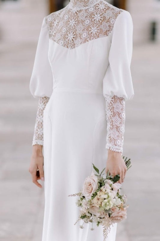 Robe de mariée mi-longue style rétro républicain, style britannique, simple et légère