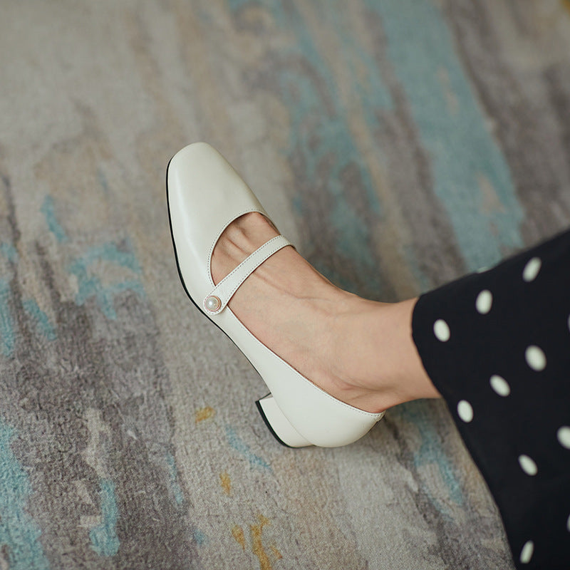 Chaussures rétro à talons épais pour femmes