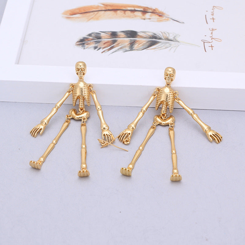 Boucles d'oreilles tête de mort en alliage pour femmes