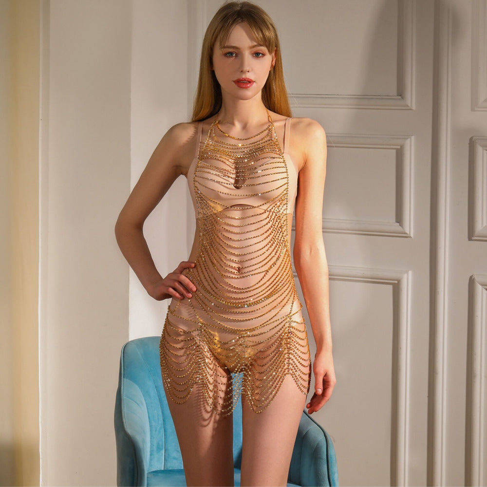 Chaîne de corps en strass tendance pour soirées en boîte de nuit