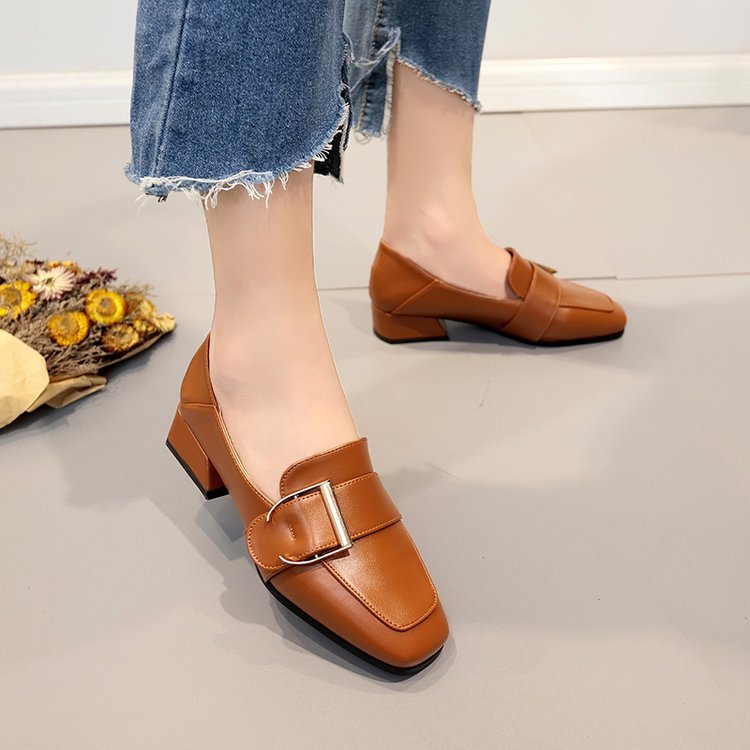 Chaussures plates à bout unique pour femmes, mocassins pour étudiantes, printemps