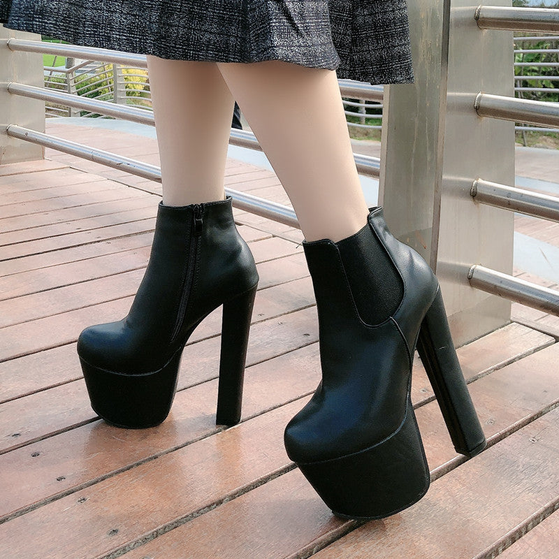 Chaussures à talons épais et plateforme pour femmes