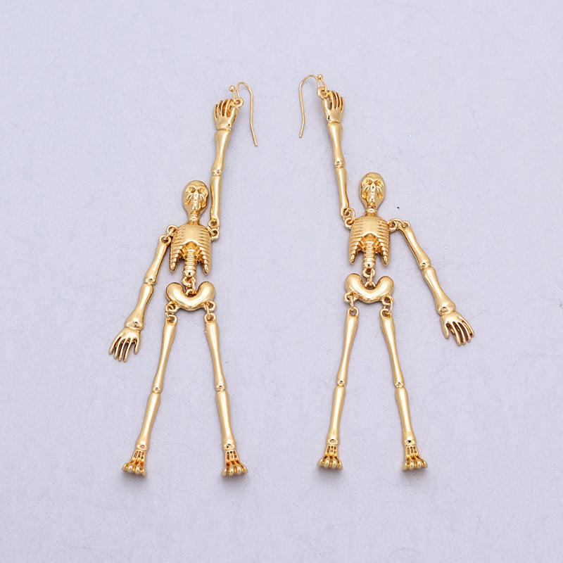Boucles d'oreilles tête de mort en alliage pour femmes
