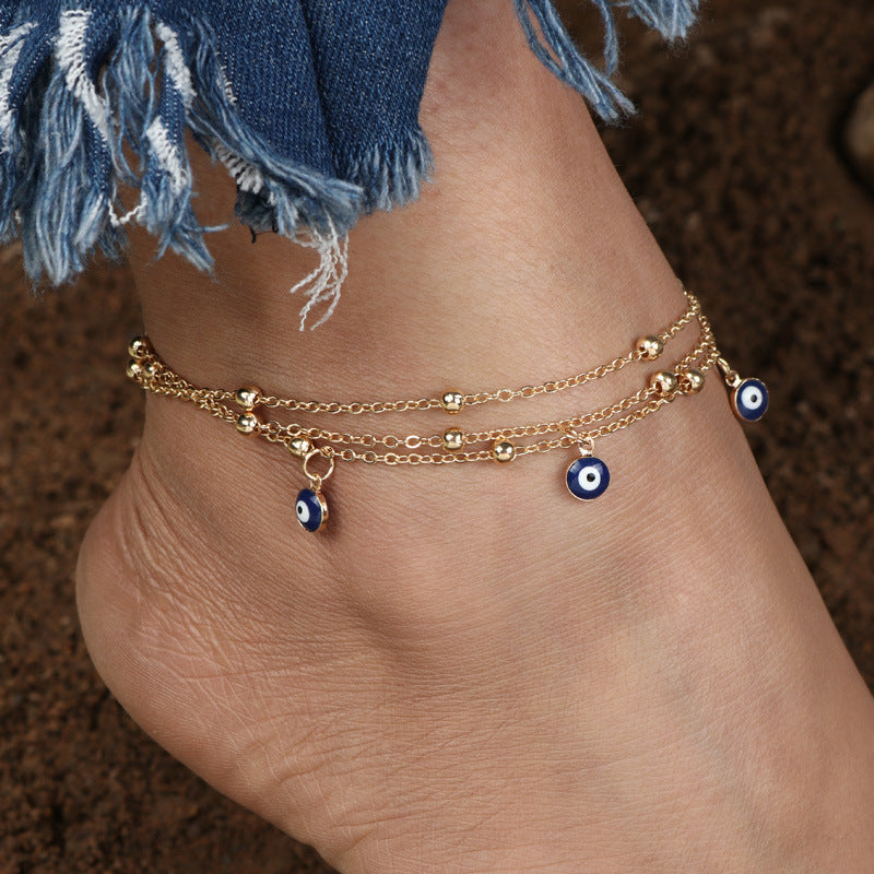 Pendentif œil Chaussures Bijoux fantaisie Chaîne de perles Bracelet de cheville