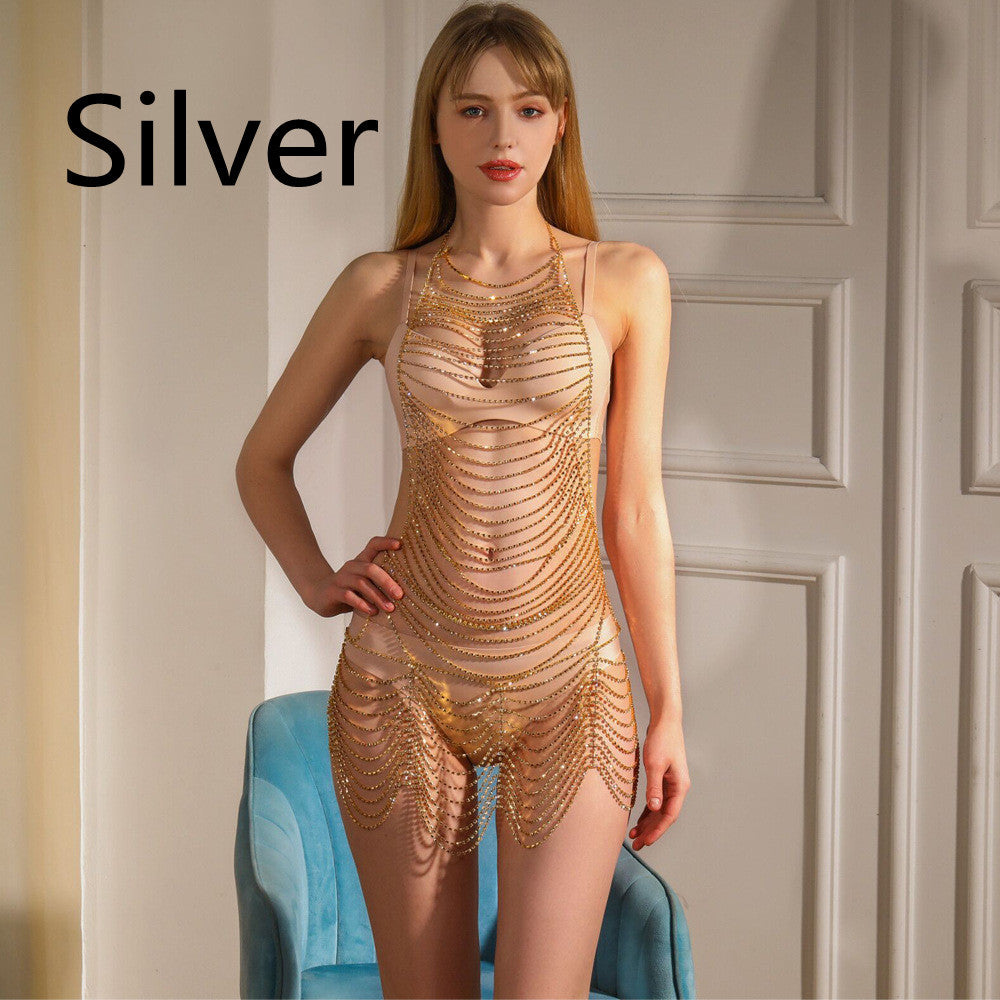 Chaîne de corps en strass tendance pour soirées en boîte de nuit