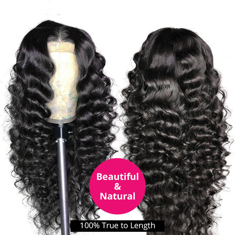 Perruques en cheveux humains avec dentelle frontale profonde et lâche, coiffure 13x4