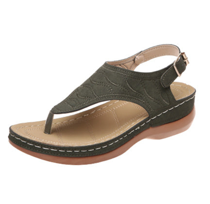 Chaussures d'été romaines rétro à clip pour femmes, sandales à boucle à la cheville