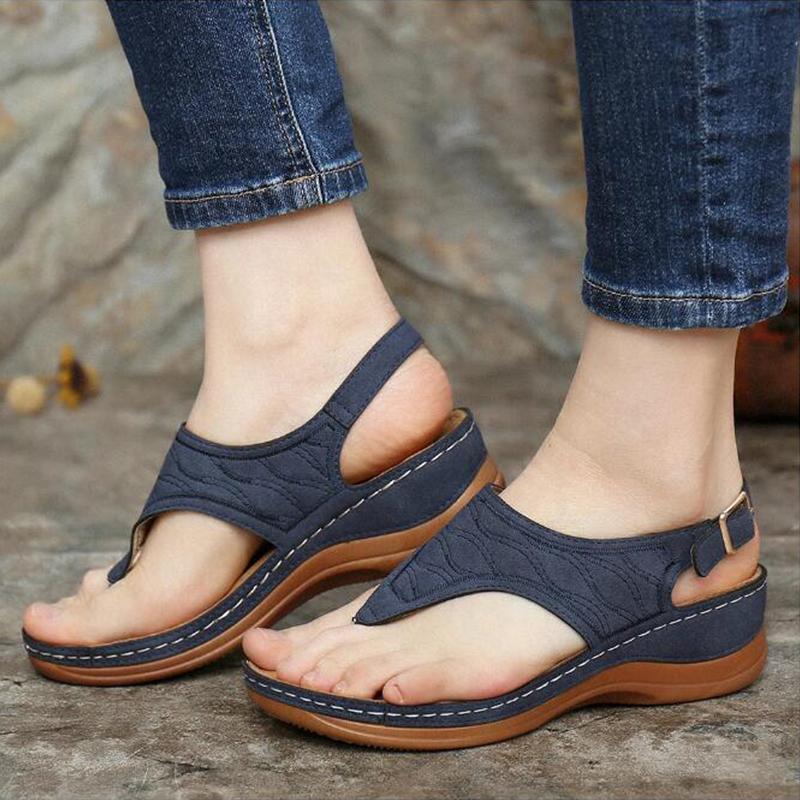 Chaussures d'été romaines rétro à clip pour femmes, sandales à boucle à la cheville