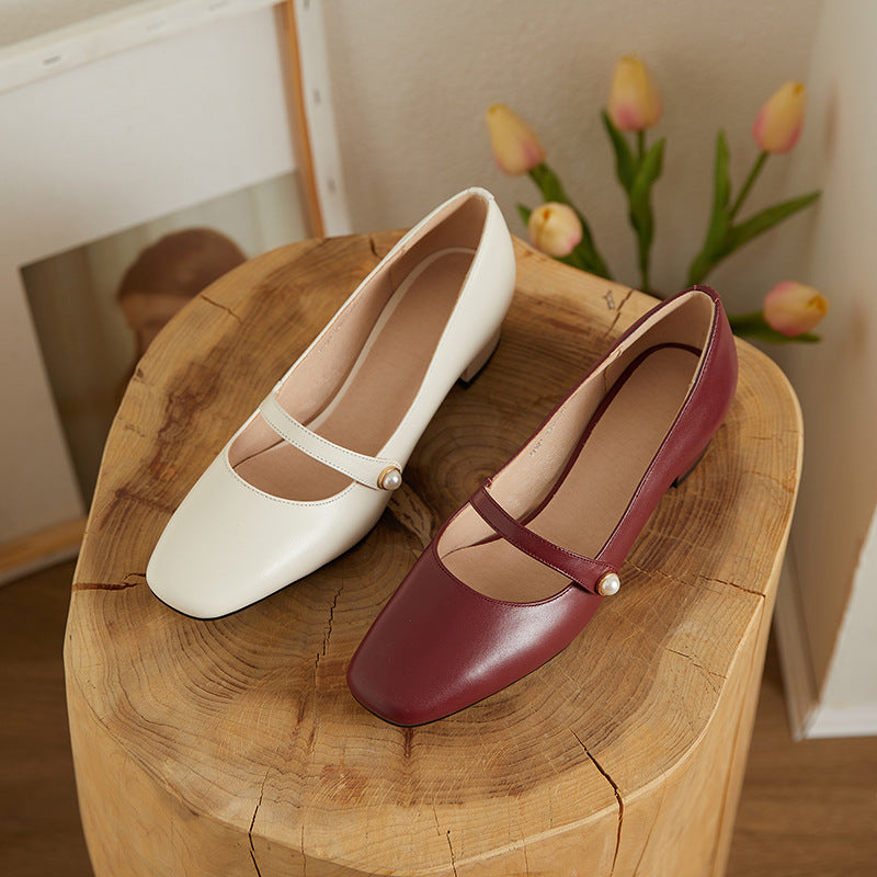 Chaussures rétro à talons épais pour femmes