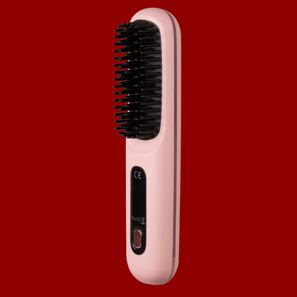Brosse lissante électrique portable à chauffage rapide, rechargeable par USB, peigne professionnel à ondulations négatives