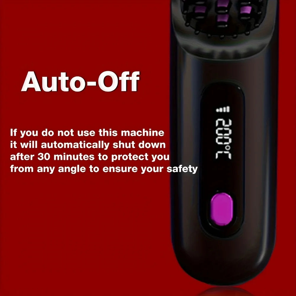 Brosse lissante électrique portable à chauffage rapide, rechargeable par USB, peigne professionnel à ondulations négatives