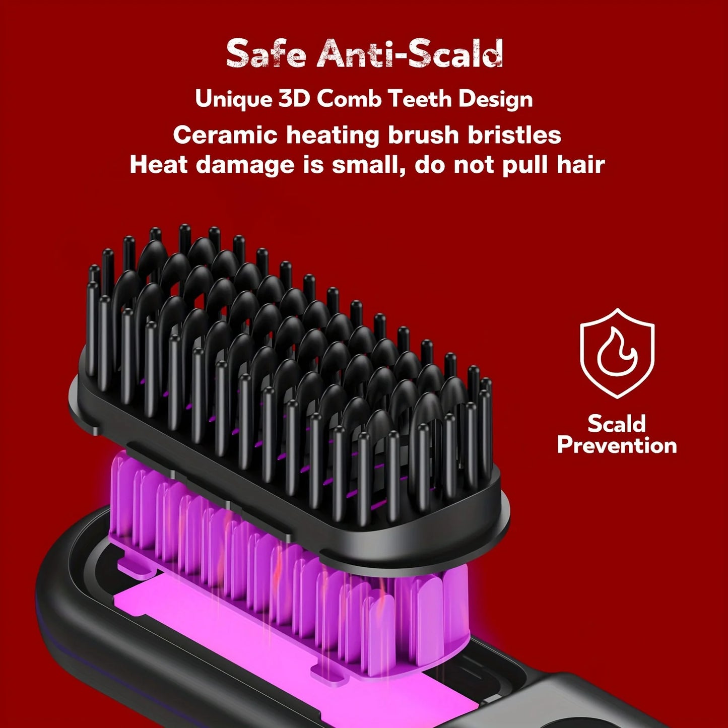 Brosse lissante électrique portable à chauffage rapide, rechargeable par USB, peigne professionnel à ondulations négatives