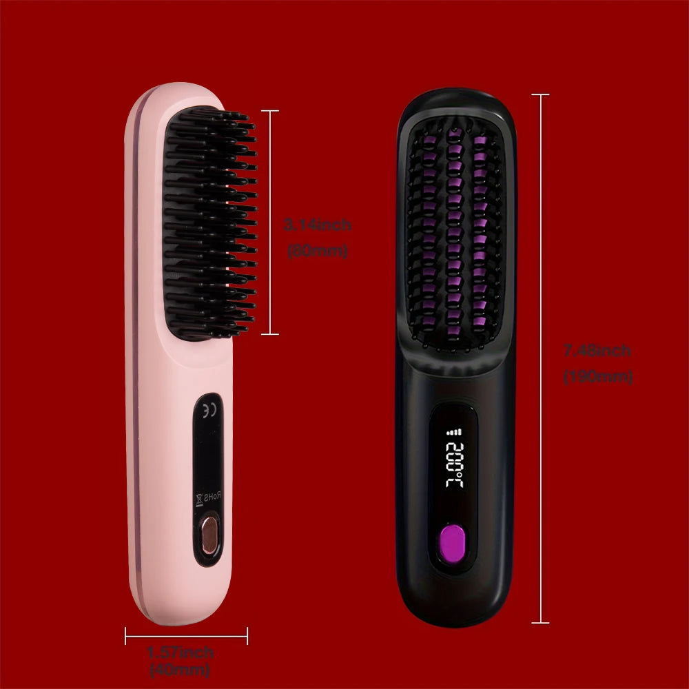 Brosse lissante électrique portable à chauffage rapide, rechargeable par USB, peigne professionnel à ondulations négatives