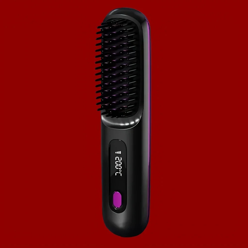 Brosse lissante électrique portable à chauffage rapide, rechargeable par USB, peigne professionnel à ondulations négatives