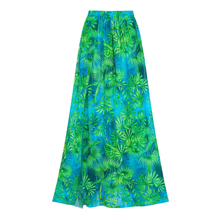 Maillot de bain une pièce à manches longues et jupe pour femme, imprimé vert jungle, 2025