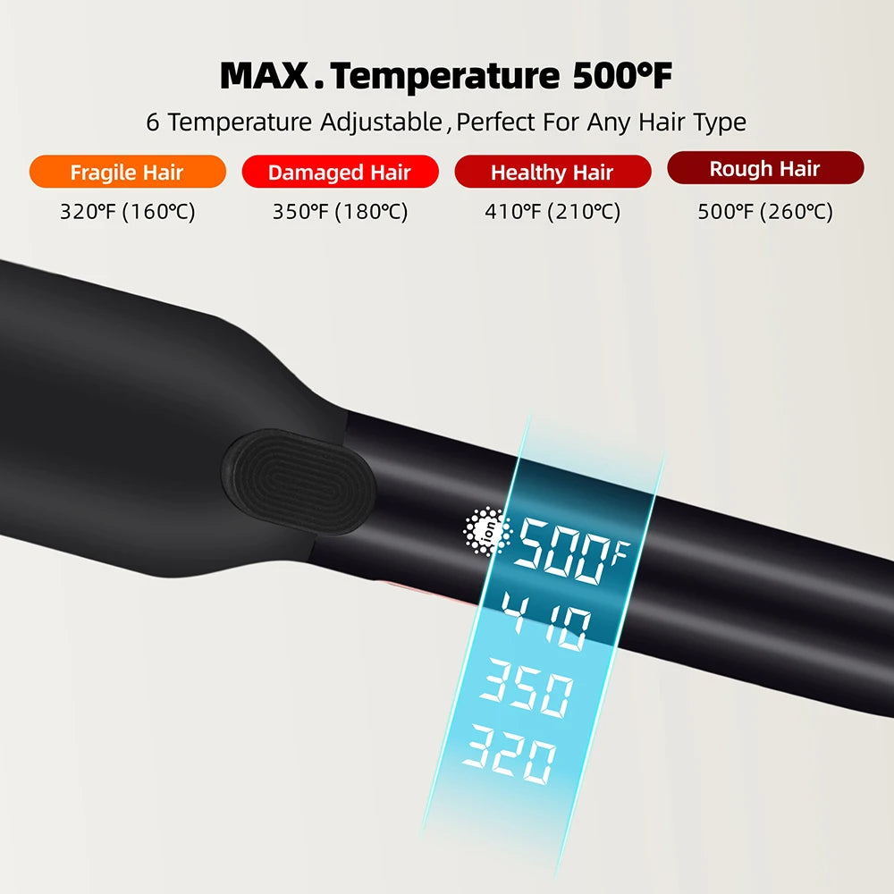 Fer à lisser haute température 500 °F, plaques larges, ions plasma pour le traitement à la kératine, répare les cheveux crépus et abîmés