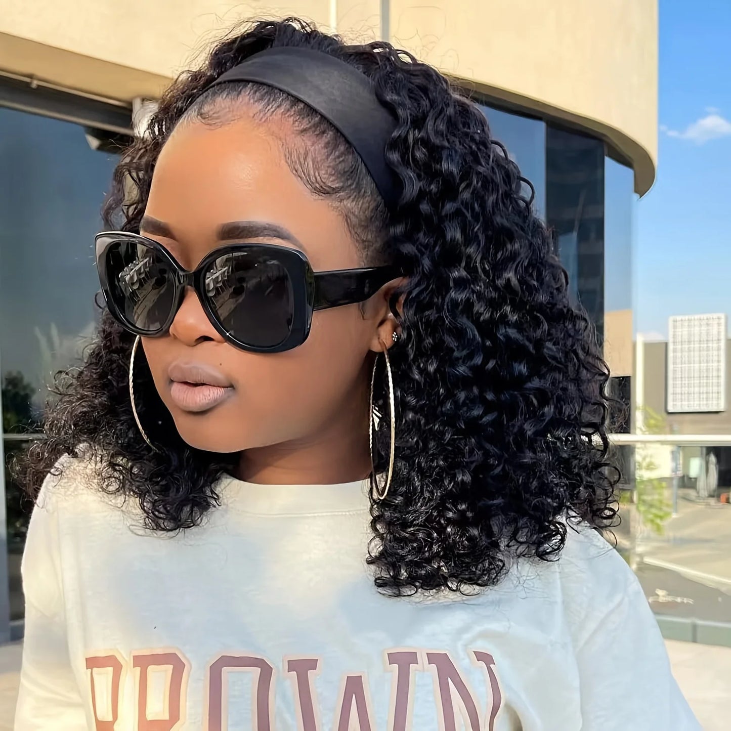 Perruque bandeau ondulée en cheveux humains bouclés pour femmes, 100 % cheveux naturels, perruques Bobo entièrement fabriquées à la machine, cheveux noirs naturels