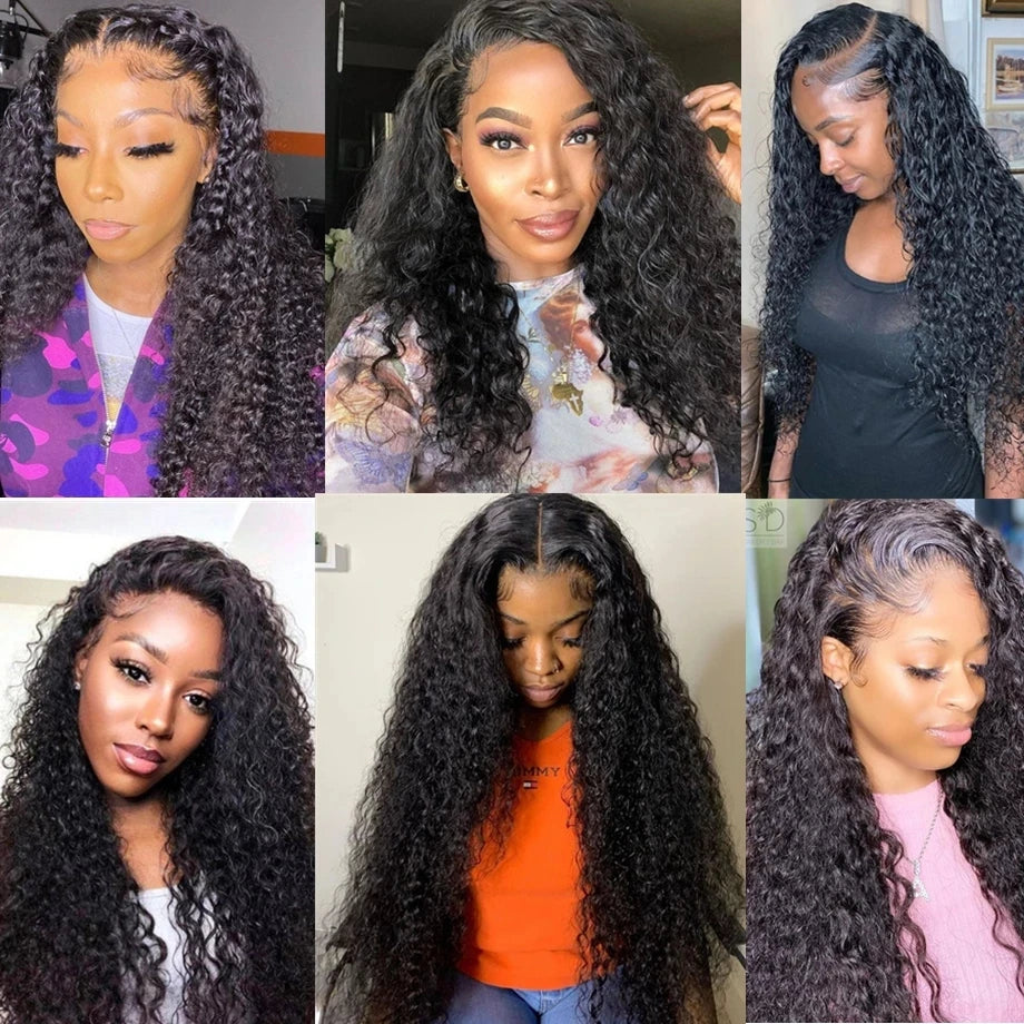 Perruques Lace Front Wigs Deep Wave, cheveux humains pré-épilés, densité 200, perruques HD Frontal Wigs, perruques sans colle