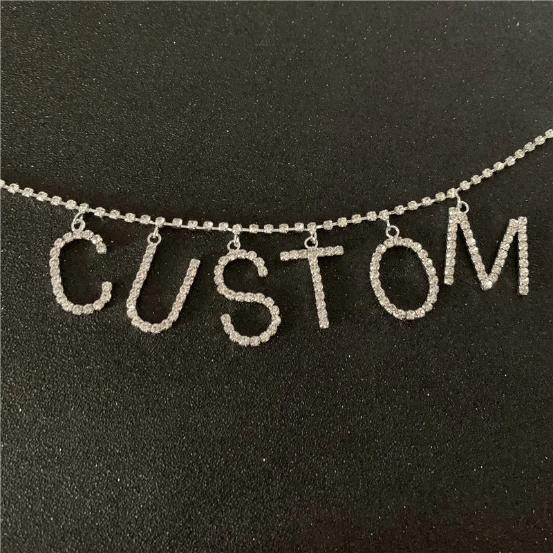 Chaîne de taille en strass pour femmes et filles, personnalisable, avec lettres, livraison directe, bijoux de corps, fête