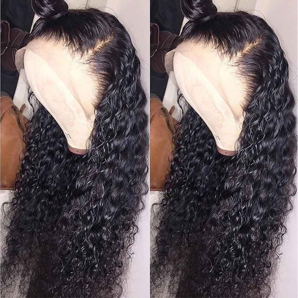 Perruques Lace Front Wigs Deep Wave, cheveux humains pré-épilés, densité 200, perruques HD Frontal Wigs, perruques sans colle