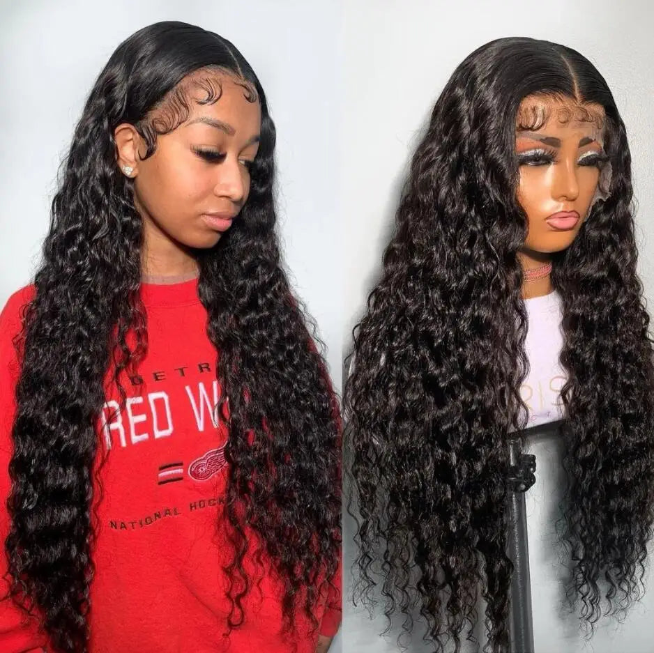 Perruques Lace Front Wigs Deep Wave, cheveux humains pré-épilés, densité 200, perruques HD Frontal Wigs, perruques sans colle