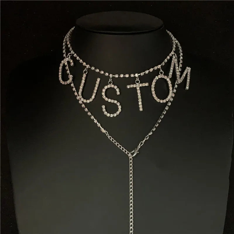 Chaîne de taille en strass pour femmes et filles, personnalisable, avec lettres, livraison directe, bijoux de corps, fête