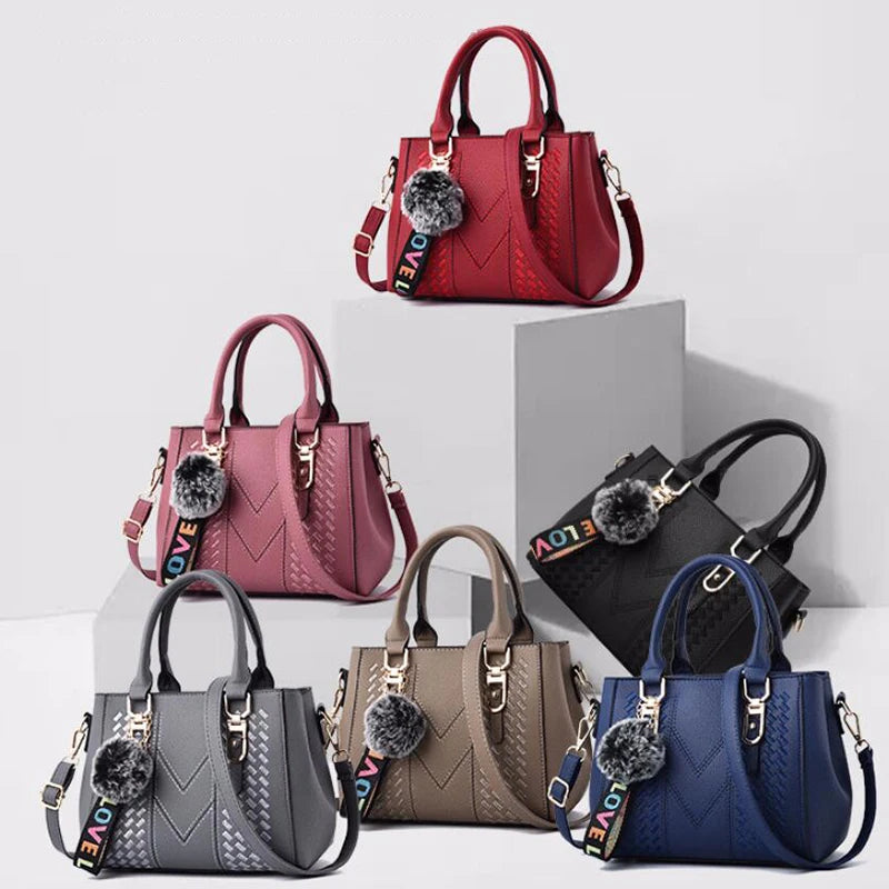 Sacs messager brodés pour femmes, sacs à main en cuir, sacs pour femmes, sac à main pour dames, sac à main en boule de poils