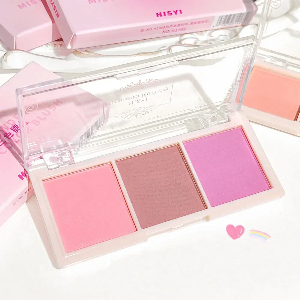 Fard à paupières 3 couleurs rouge joues nude maquillage naturel mat thé au lait orange maquillage longue tenue rendu des couleurs élevé invisible