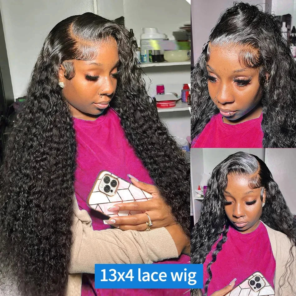 Perruques Lace Front Wigs Deep Wave, cheveux humains pré-épilés, densité 200, perruques HD Frontal Wigs, perruques sans colle