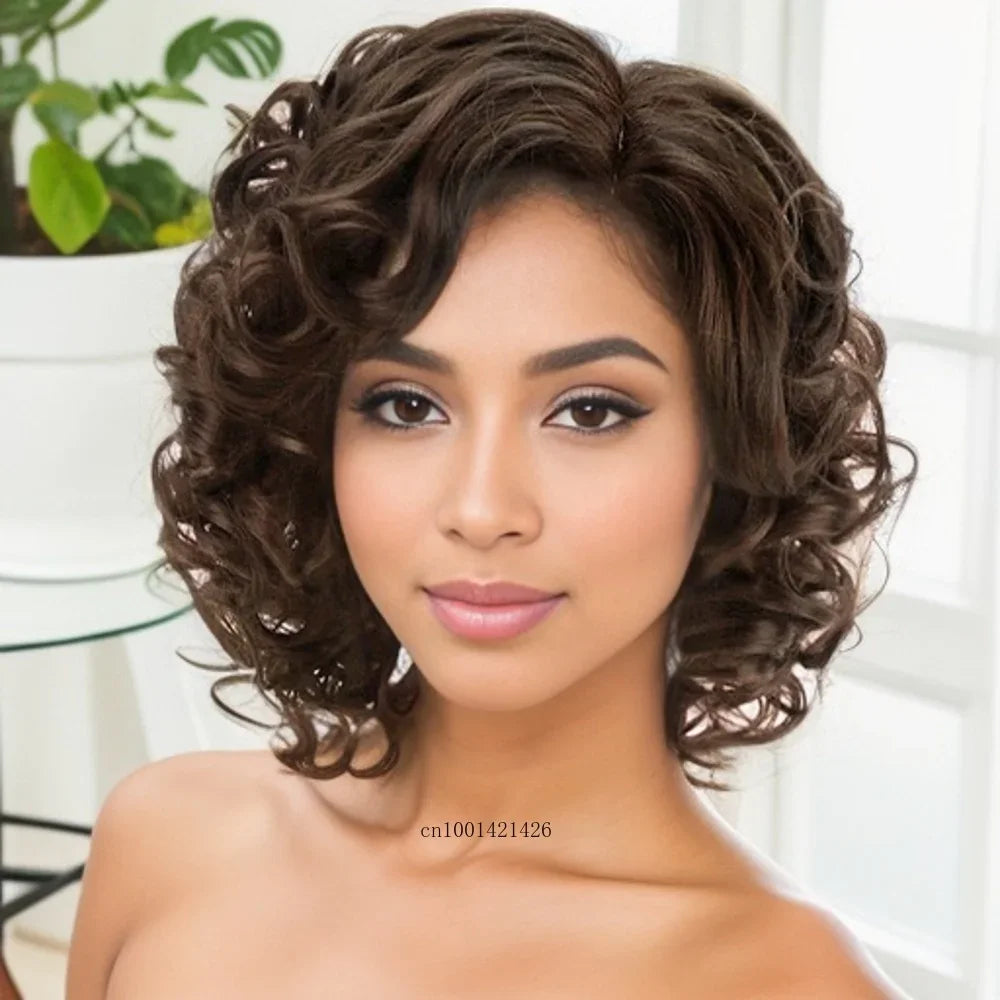 GNIMEGIL Synthetic Hair Afro Wig Kinky Curly Wigs for Black Women Short Hairstyle Wine Red Ombre Wig Dark Root Soft Hair Bob Wig