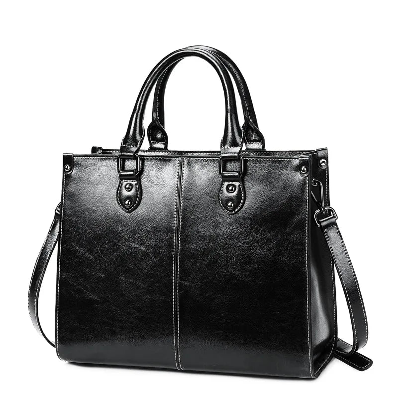 Sac à main en cuir véritable pour femme, sac à bandoulière, fourre-tout, pour le shopping, le bureau, en cuir de vache véritable, sacoche à poignée supérieure