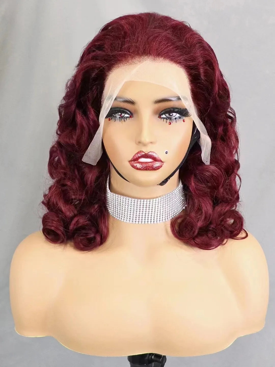 300% Density Bouncy Loose Wave Bob Human Hair Wigs for Black Women Glueless 13x4 Transparent Lace Frontal Brazilian Remy Hair