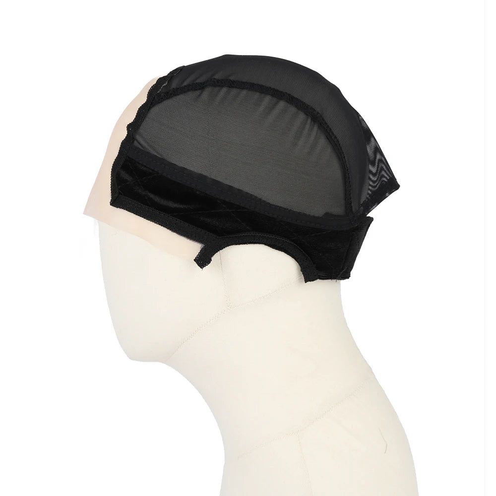 1 bonnet de perruque en dentelle avec bande en velours 4 x 5 pouces, bonnet de perruque à dentelle frontale et design d'oreille confortable pour femmes, bonnet de perruque respirant
