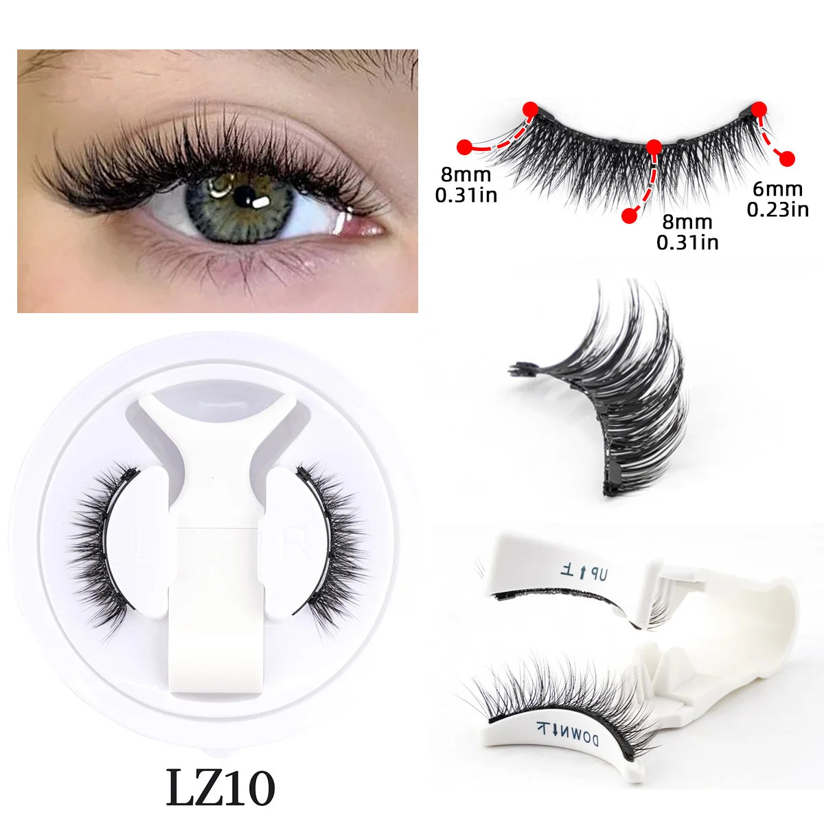 Cils magnétiques 1/2 paires, faux cils 3D faits main, réutilisables, naturels, longs, avec pince à épiler
