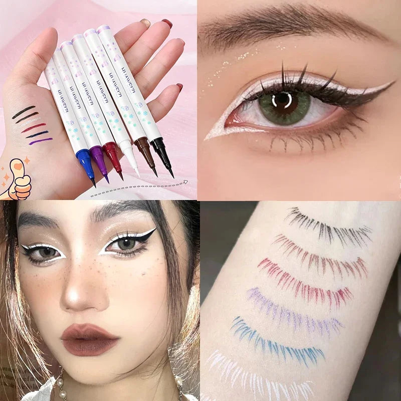Colored Eyeliner Pencil Matte Waterproof Long Lasting Eyeliner Liquid Pen Quick-drying No Blooming Black White Eye Makeup Tools