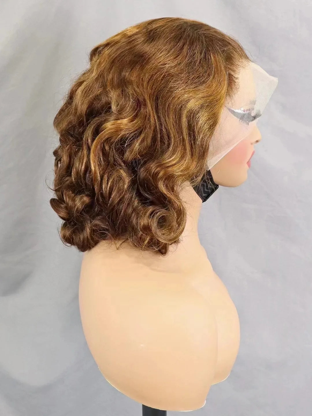 300% Density Bouncy Loose Wave Bob Human Hair Wigs for Black Women Glueless 13x4 Transparent Lace Frontal Brazilian Remy Hair