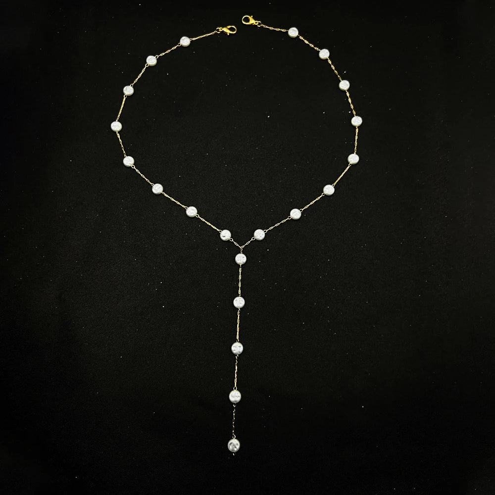 Robe de mariée tendance avec chaîne en perles d'imitation et pendentif long pour femme, accessoire sexy pour le corps et les sous-vêtements