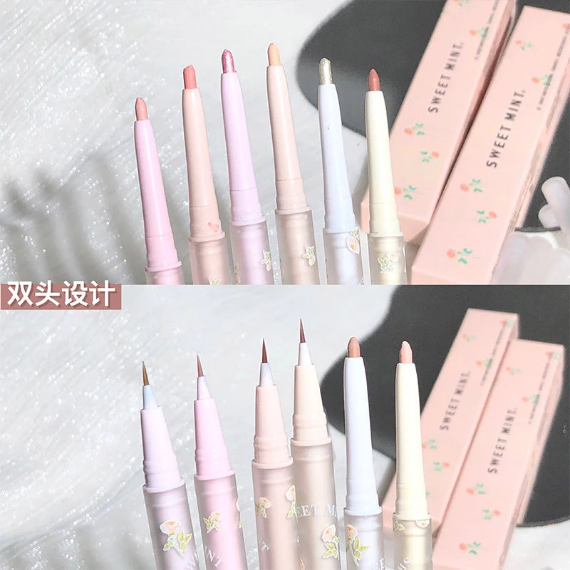 Mulitfuntional Double Ended Lying Silkworm Pencil Highlighter Makeup Pen Nude Liquid Contour Liner Eye Brightener Make Up Stick
