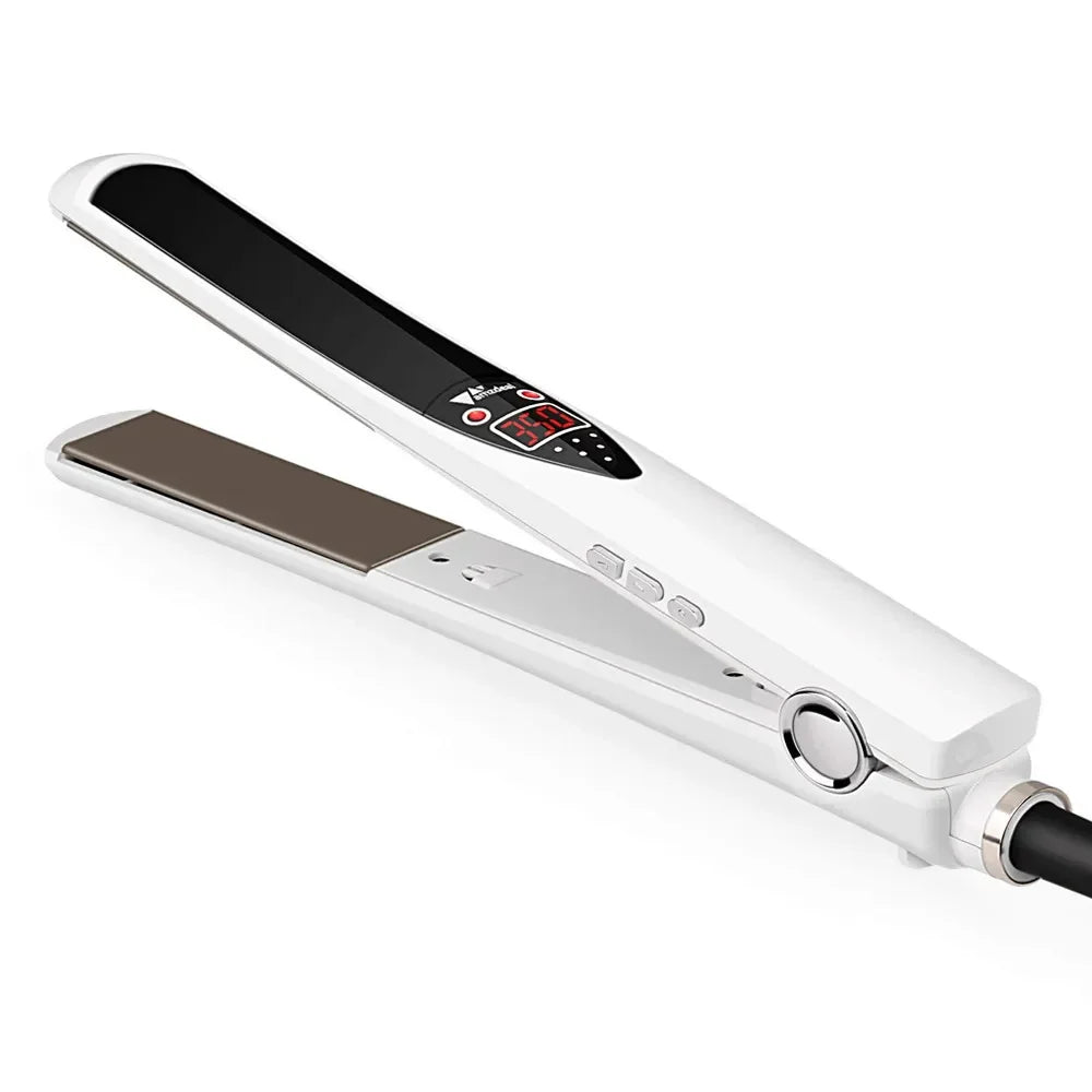 Fer à lisser professionnel en titane 480 °F, plaques larges, haute température, traitement PTC, fer plat et brosse