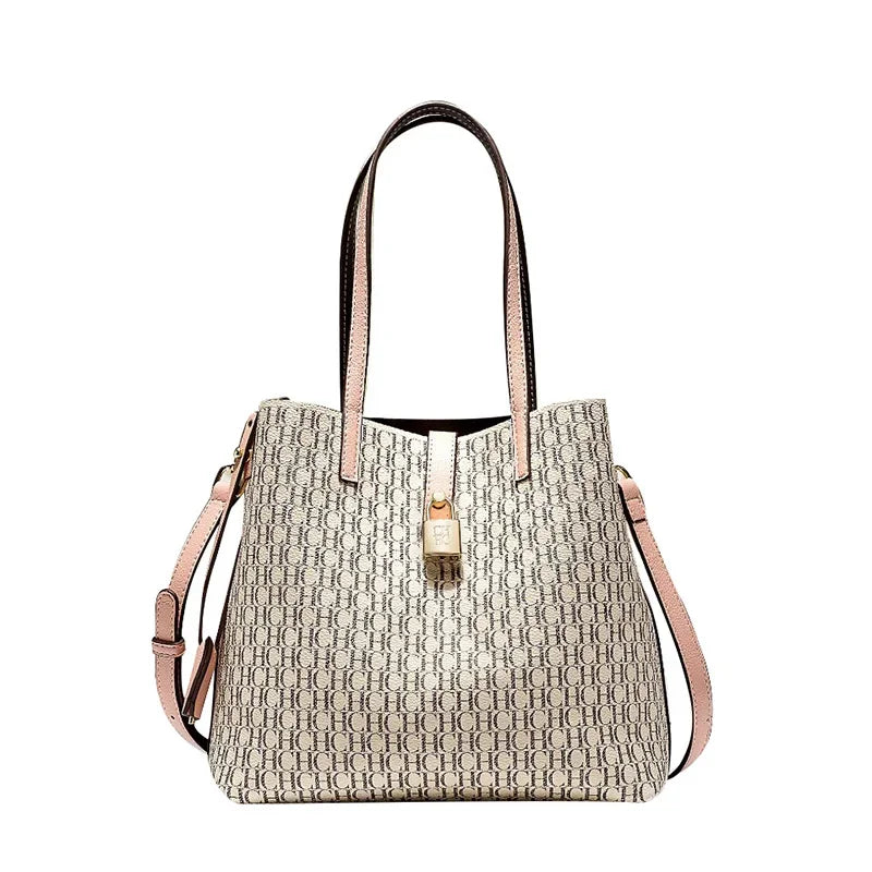 Sac à bandoulière polyvalent en cuir de qualité supérieure CH pour femme, grande capacité, idéal pour les déplacements quotidiens, avec imprimé lettre, tendance