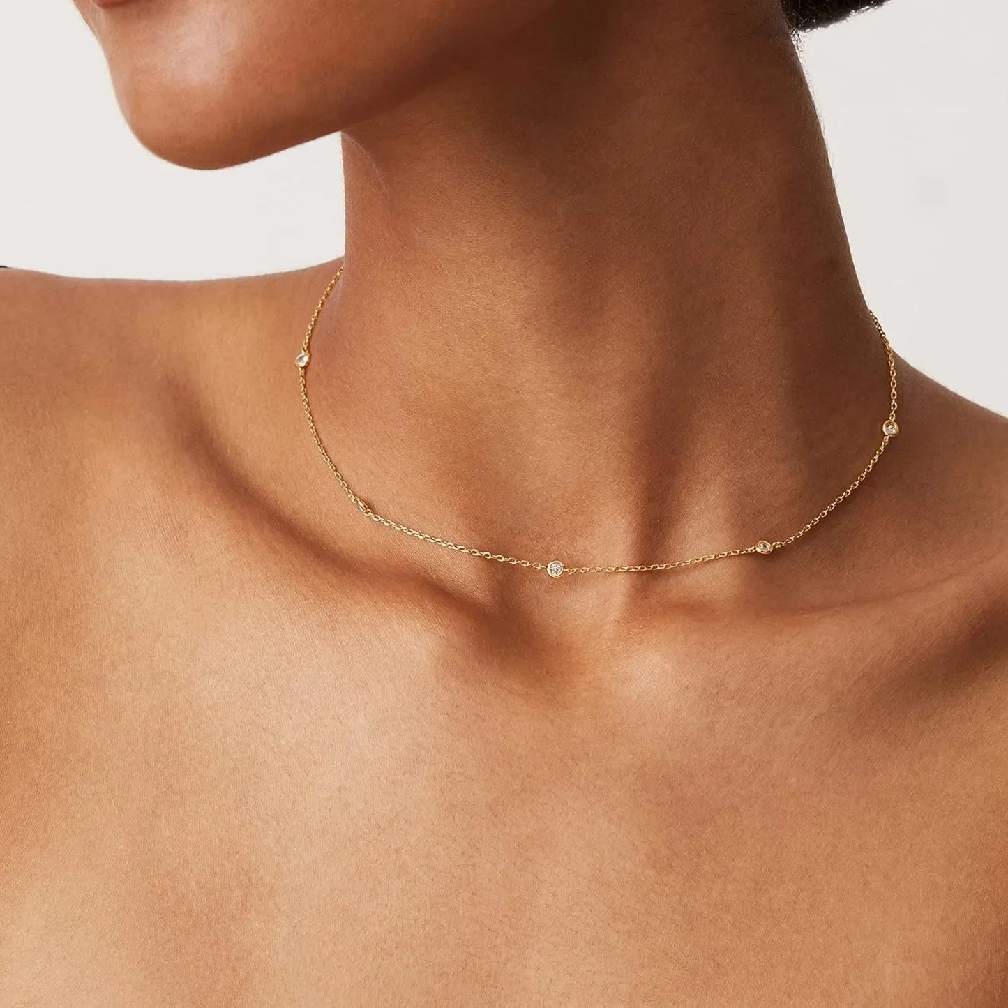 Collier de station plaqué or K, collier de diamant plaqué argent pour femmes, colliers de diamants simulés, cadeau pour femmes, chaîne CZ
