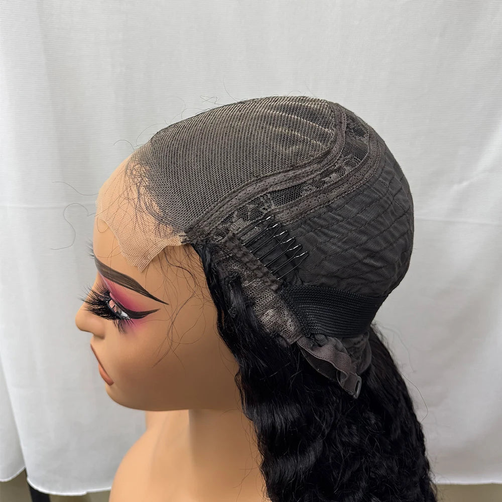Perruque birmane bouclée ombrée 5x5, densité 300 %, cheveux humains à double trame, avec dentelle transparente sur le devant, pour femmes noires